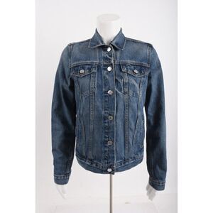 Gap Womens Denim Jean Jacket S Blue Dark Wash Button Front
